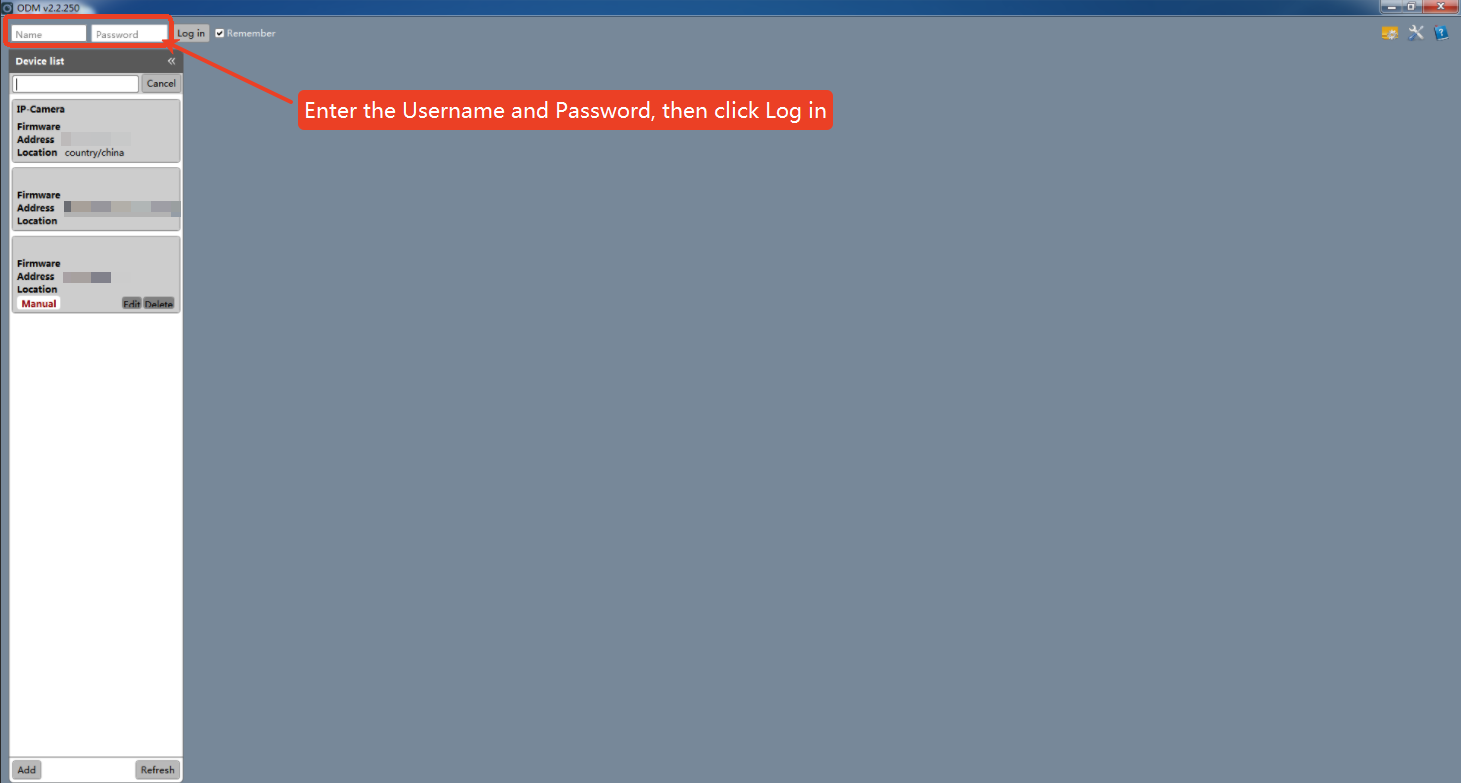 ONVIF Device Manager login