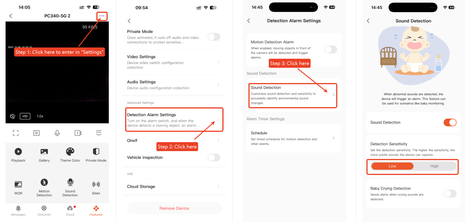 Sound Detection Settings