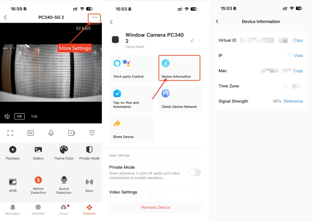 Device Information Page